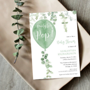Invitación Listo para soltar una moderna ducha de globo verde
