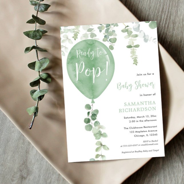 Invitación Listo para soltar una moderna ducha de globo verde (Subido por el creador)