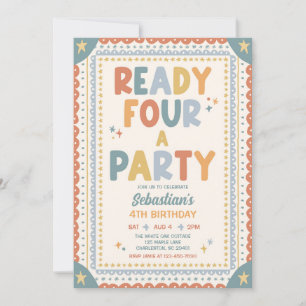 Invitación Listo para una fiesta divertida niño cumpleaños 4