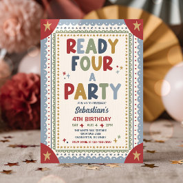 Invitación Listo para una fiesta divertida niño cumpleaños 4