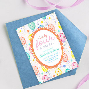 Invitación Listo para una fiesta Globo Colorido Cumpleaños 4