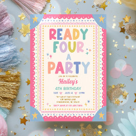 Invitación Listo para una fiesta niña caprichosa cumpleaños 4