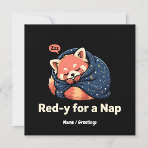Invitación Listo Para Una Siesta Panda Rojo Dormilón Kawaii
