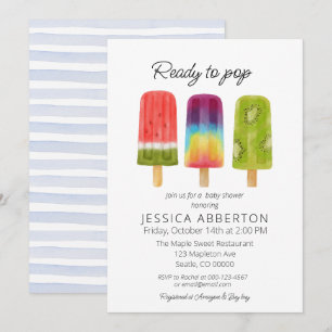 Invitación Listo para usar Baby Shower Popsicle