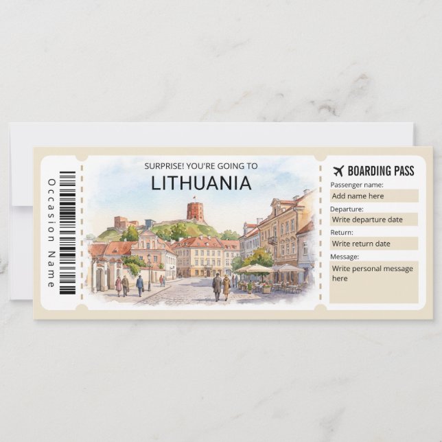 Invitación Lithuania Trip Boarding Pass Ticket (Anverso)