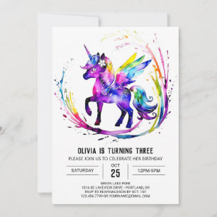 Invitación Little Adorable Unicorn Digital Birday