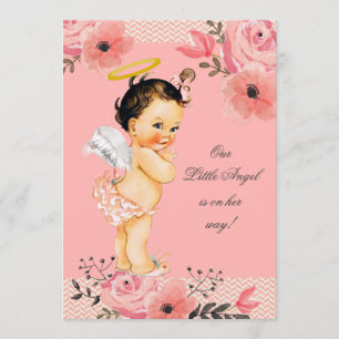 Invitación Little Angel Watercolor Flowers Baby Shower
