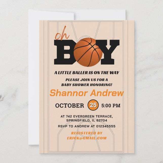 Invitación Little Baller está en camino al Baby Shower de bás (Anverso)