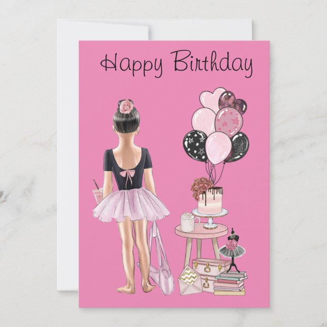 Invitación Little Ballerina feliz cumpleaños (Anverso)