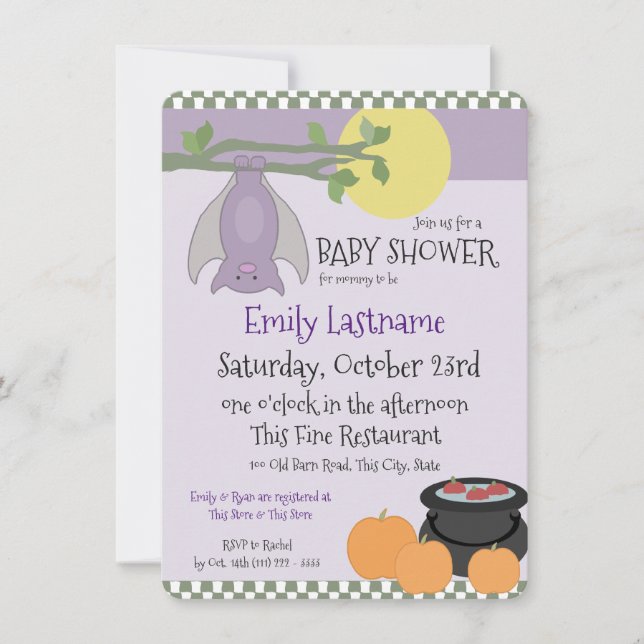 Invitación Little Bat Halloween Baby Shower (Anverso)