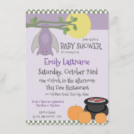 Invitación Little Bat Halloween Baby Shower
