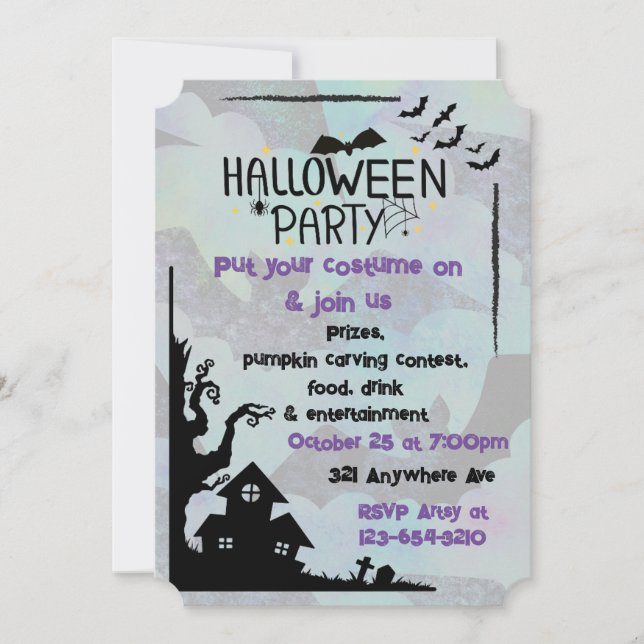 Invitación Little Batty Halloween (Anverso)