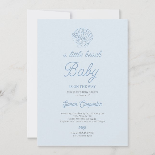 Invitación Little Beach Baby Shower Boy (Anverso)