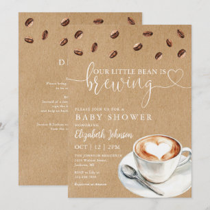 Invitación Little Bean Brewing Coffee Baby Shower Todo En Uno