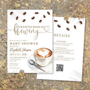 Invitación Little Bean Brewing Coffee Baby Shower Todo En Uno