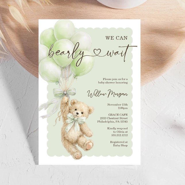 Invitación Little Bear Baby Shower Teddy Bear Balloons (Subido por el creador)