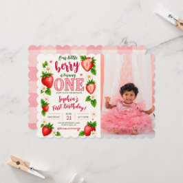 Invitación Little Berry Cumple Un Año Foto de Cumpleaños de F