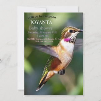 Invitación Little bird typography custom