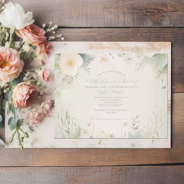 Invitación Little Blossom Illustrated Flower Baby Shower (Subido por el creador)