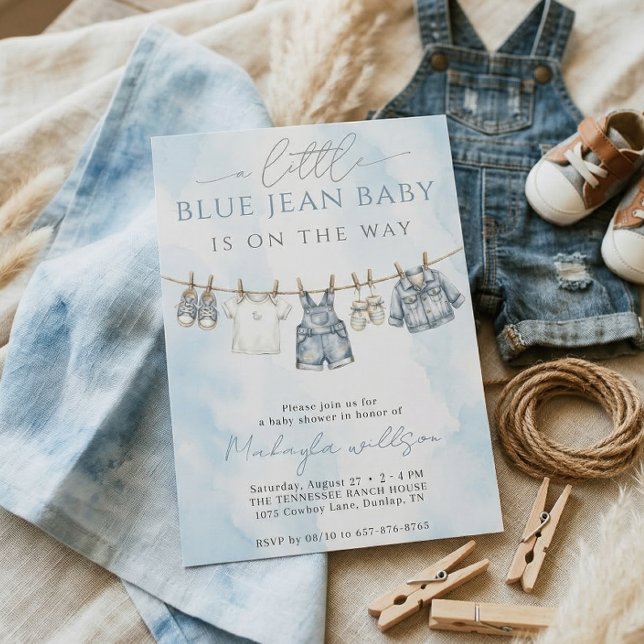 Invitación Little Blue Jean Baby Is On The Way Baby Shower (Subido por el creador)