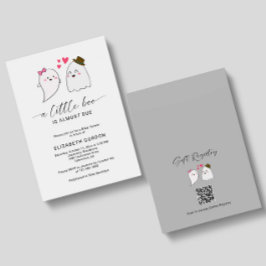 Invitación Little Boo Baby Shower Halloween Ghost QR Code