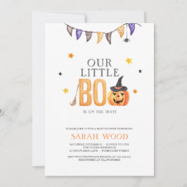 Invitación Little Boo Baby Shower, Halloween Pumpkin Shower
