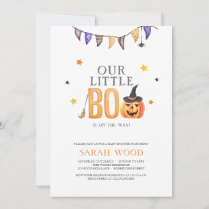 Invitación Little Boo Baby Shower, Halloween Pumpkin Shower