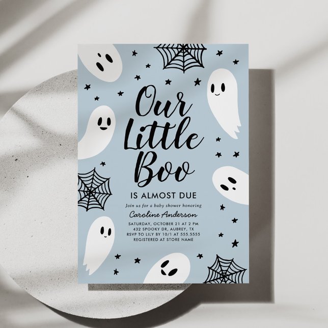 Invitación Little Boo Blue Ghost Halloween Baby Shower (Subido por el creador)