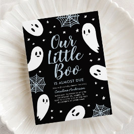 Invitación Little Boo Blue Ghost Halloween Baby Shower