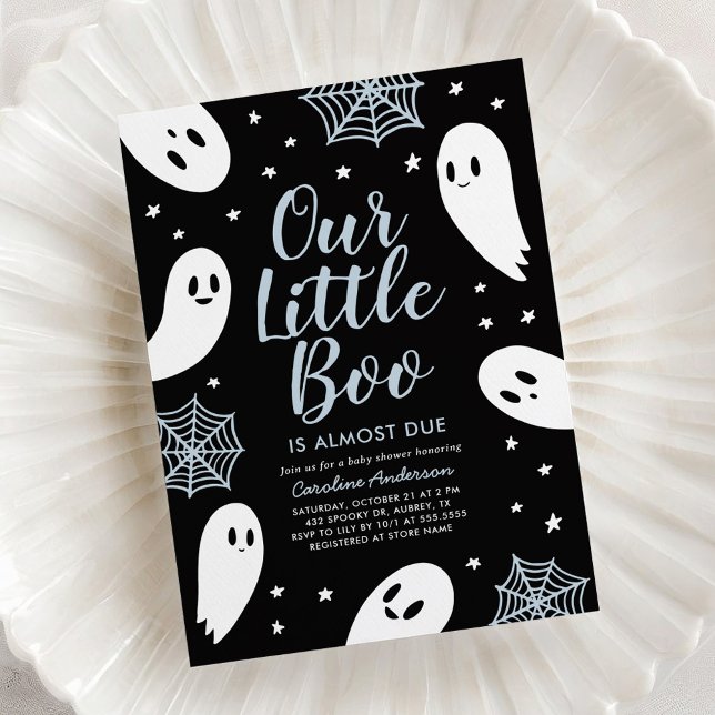 Invitación Little Boo Blue Ghost Halloween Baby Shower (Subido por el creador)