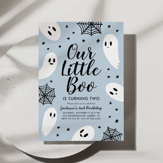 Invitación Little Boo Blue Ghost Halloween cumpleaños (Subido por el creador)