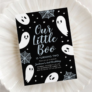 Invitación Little Boo Blue Ghost Halloween cumpleaños