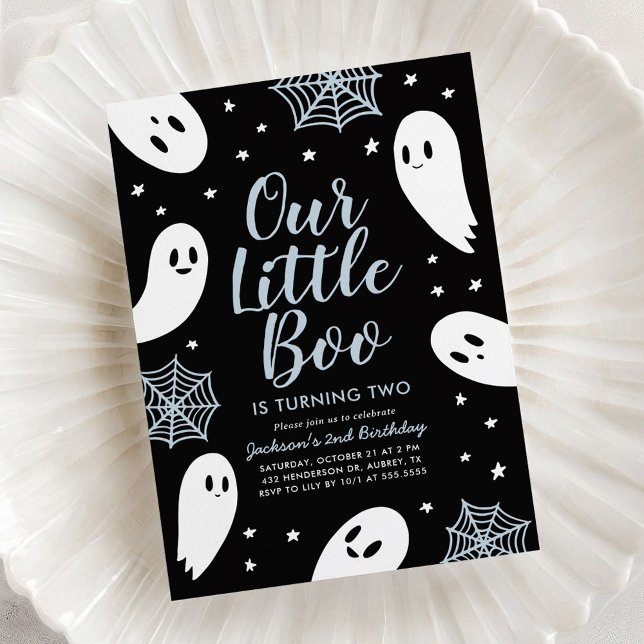 Invitación Little Boo Blue Ghost Halloween cumpleaños (Subido por el creador)