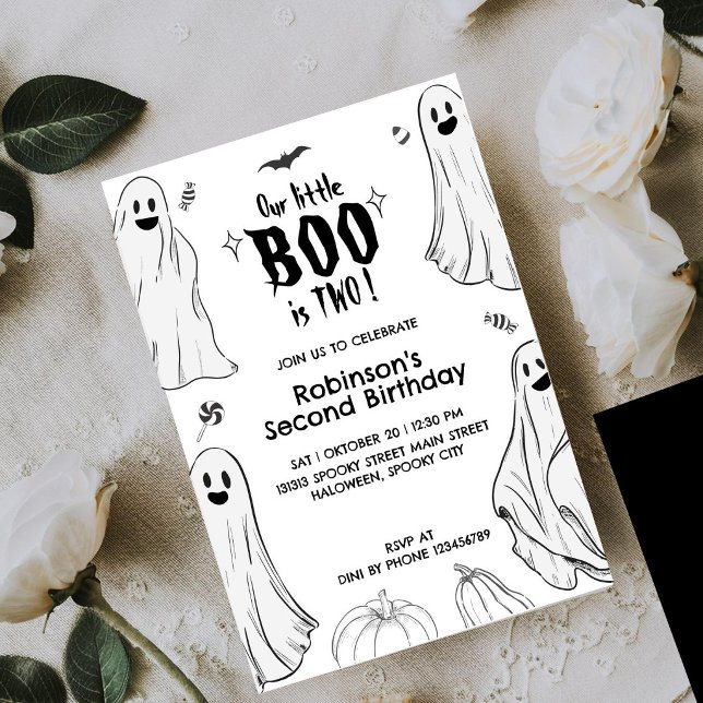 Invitación Little Boo Cumple Dos Halloween Segundo Cumpleaños (Subido por el creador)
