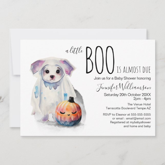 Invitación Little Boo Cute Halloween Simple Baby Shower (Anverso)