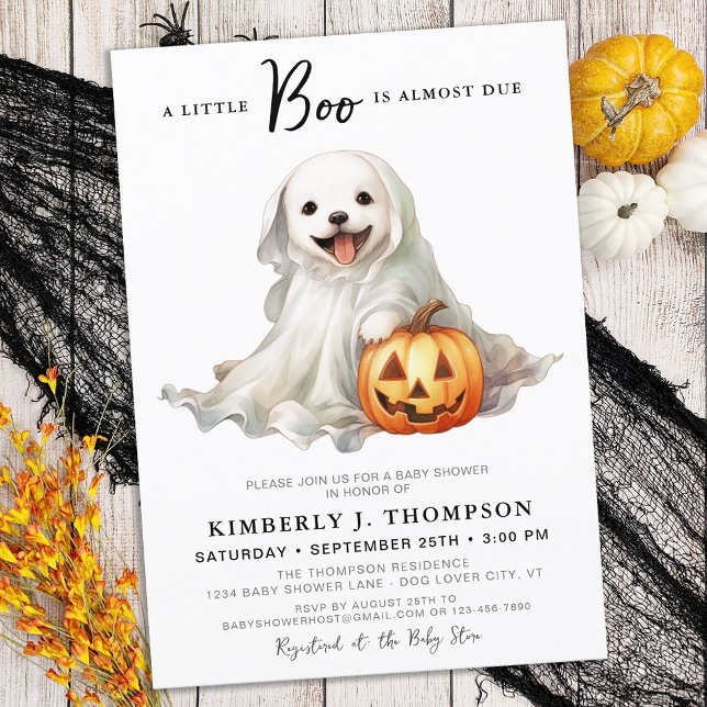 Invitación Little Boo Cute Halloween Simple Baby Shower (Subido por el creador)
