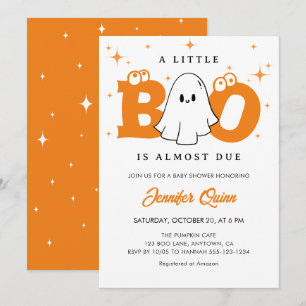 Invitación Little Boo Cute Neutral Halloween Baby Shower