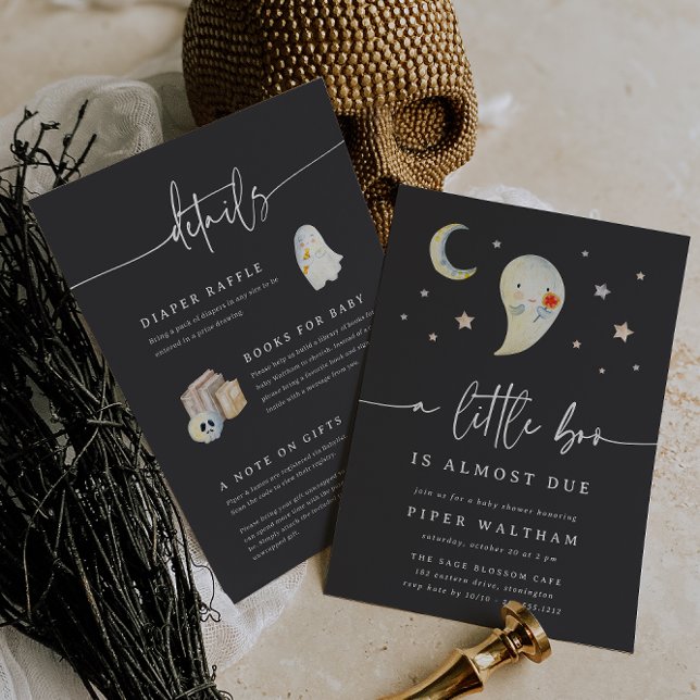 Invitación Little Boo Double-Sided Halloween Baby Shower (Subido por el creador)