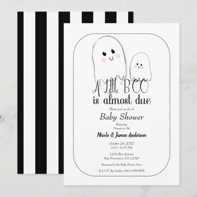 Invitación Little BOO Due Ghost Halloween Baby Shower (Anverso / Reverso)