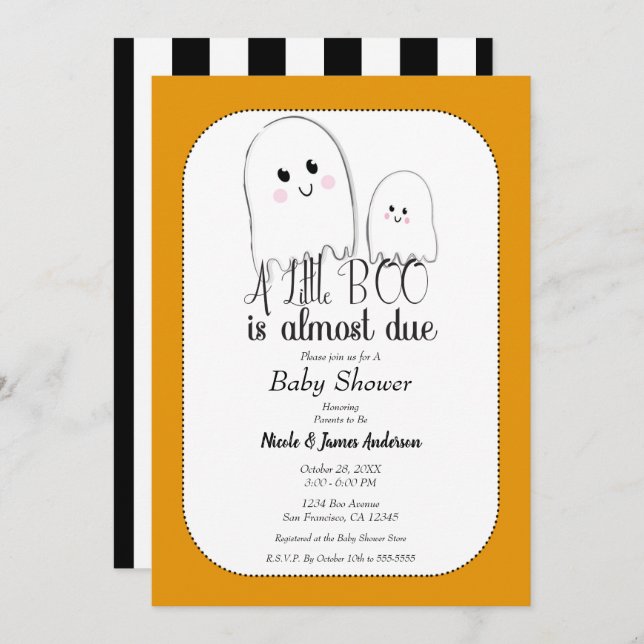 Invitación Little BOO Due Halloween Ghost Baby Shower (Anverso / Reverso)