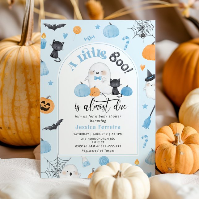 Invitación Little Boo es casi debido a la ducha de bebé azul (Subido por el creador)
