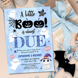 Invitación Little Boo es casi DUE Boy Halloween Baby Shower