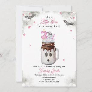 Invitación Little Boo es el cumpleaños rosado del batido de d