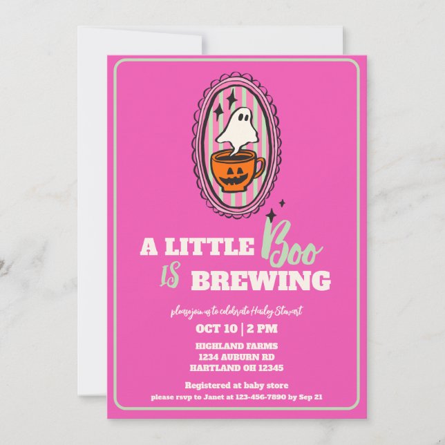 Invitación Little Boo está preparando Baby Shower Brunch (Anverso)
