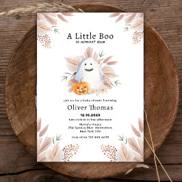 Invitación Little Boo Fall Boho Ghost Halloween Baby Shower