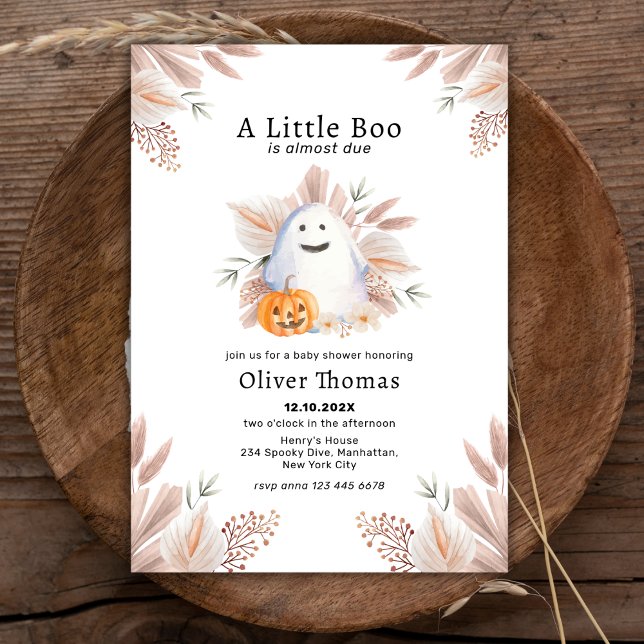 Invitación Little Boo Fall Boho Ghost Halloween Baby Shower (Little Boo Fall Boho Ghost Halloween Baby Shower Invitation)