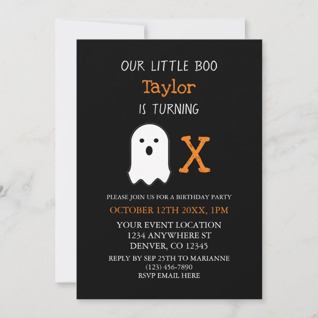 Invitación Little Boo Fall Halloween Cumpleaños (Anverso)