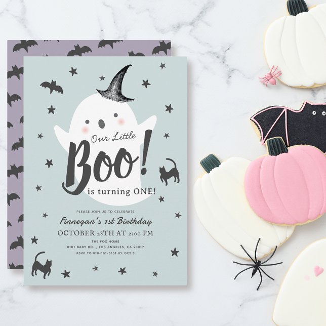 Invitación Little Boo Ghost Halloween Blue Boy Primer cumplea (Subido por el creador)