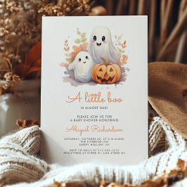 Invitación Little Boo Ghosts Pumpkin Fall Baby Shower