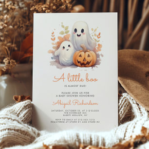 Invitación Little Boo Ghosts Pumpkin Fall Baby Shower